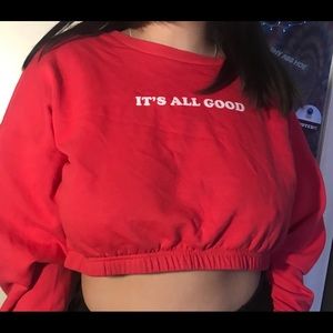 Cropped crew neck sweater